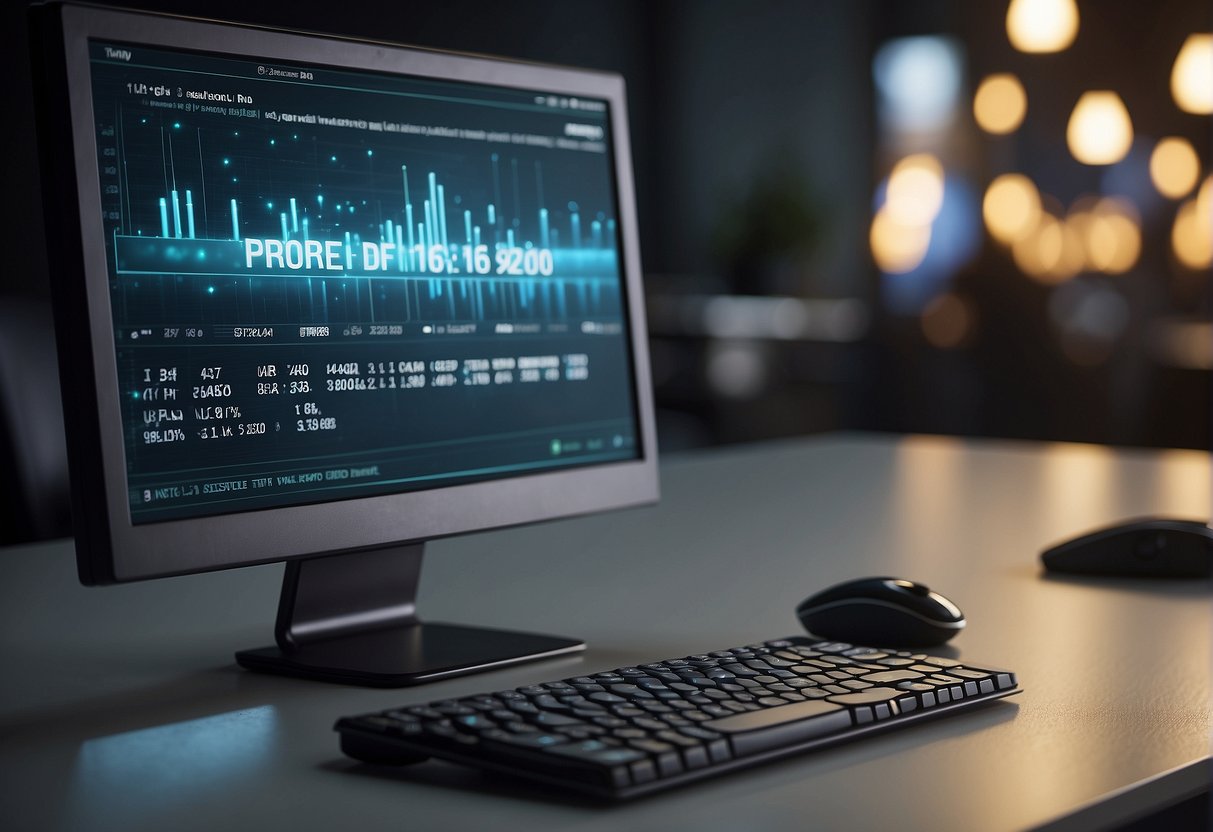A computer screen displaying a progress bar as data is being erased. A secure data erasure software logo is visible in the corner