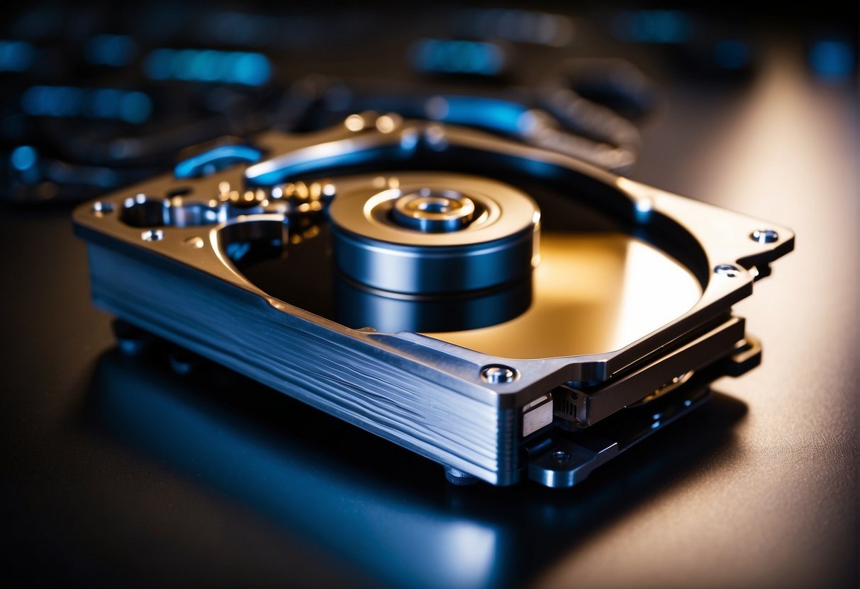 A hard drive being wiped clean with a magnet, symbolizing data erasure in mergers and acquisitions for enhanced data security