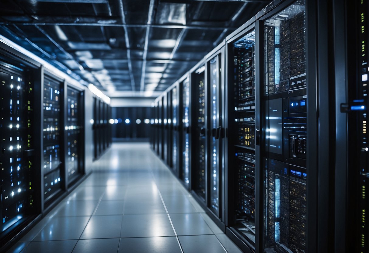 A secure data center with redundant servers and backup systems in place, ensuring business continuity. Data erasure tools are utilized for disaster recovery plans