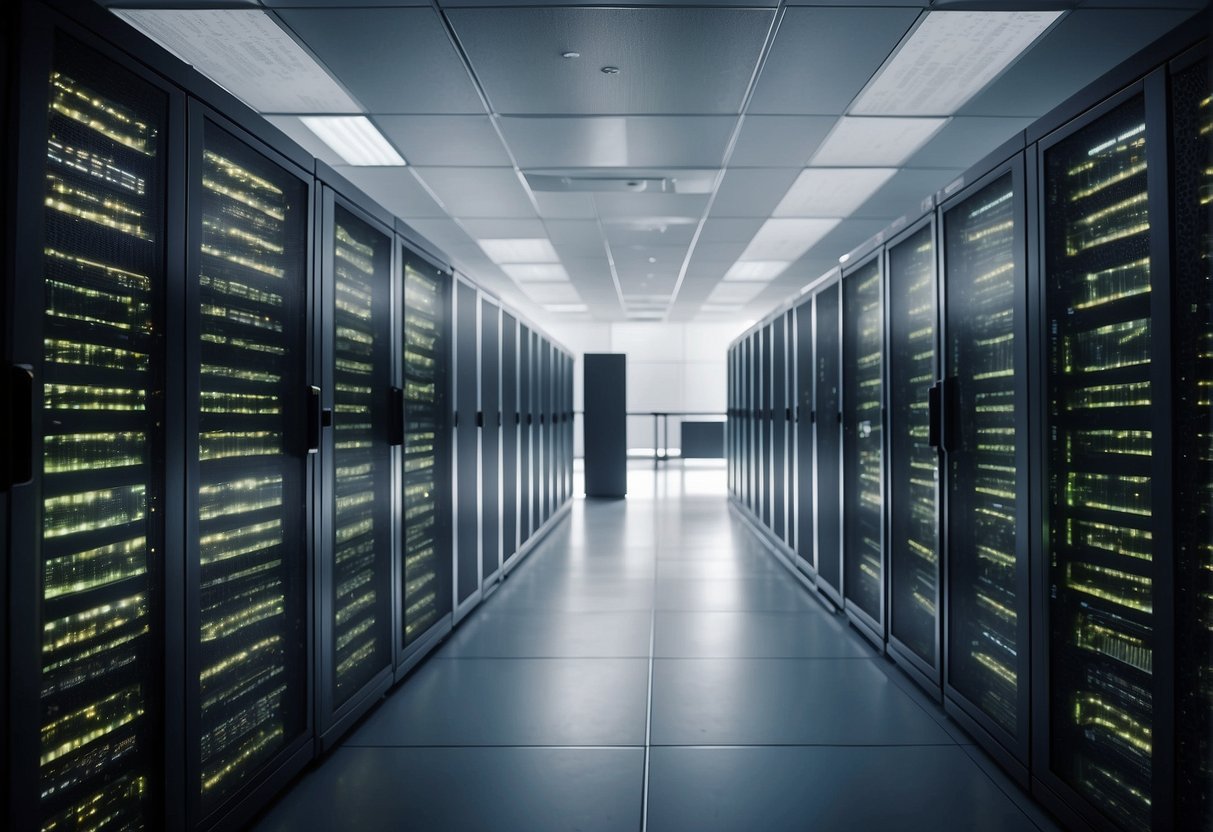 A secure data center with disaster recovery protocols in place, showing data erasure and protection measures