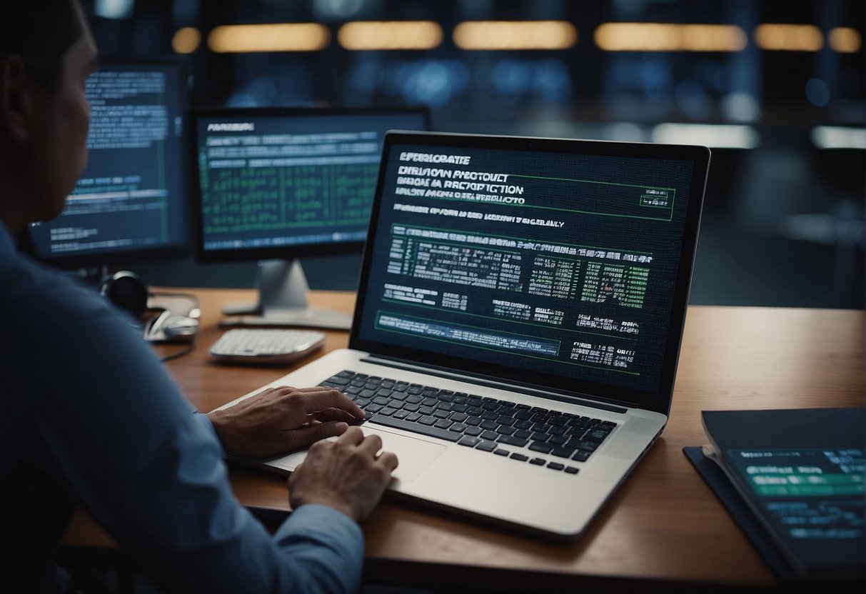 A computer screen displaying a "Data Erasure and Data Protection" interface with keywords like data minimization, data erasure, and data management