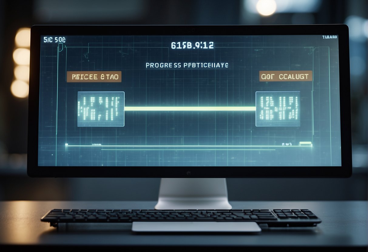 A computer screen displaying a progress bar erasing data. A lock icon symbolizing privacy protection. A scale representing ethical considerations