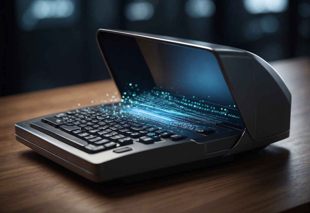 A shredder machine erasing digital data, surrounded by a shield symbolizing user privacy and data protection legislation