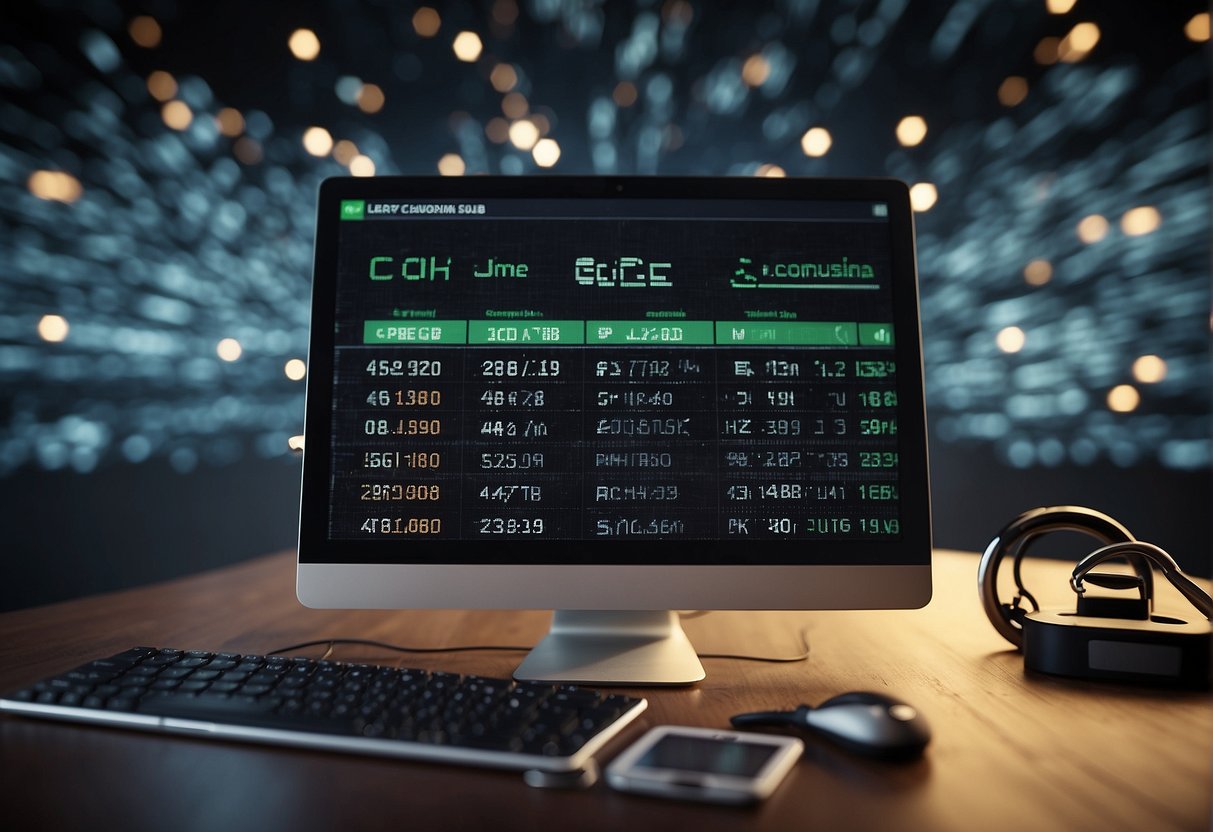 A computer screen displaying data erasure software features with a padlock icon symbolizing data security. A checklist of software selection criteria is visible in the background