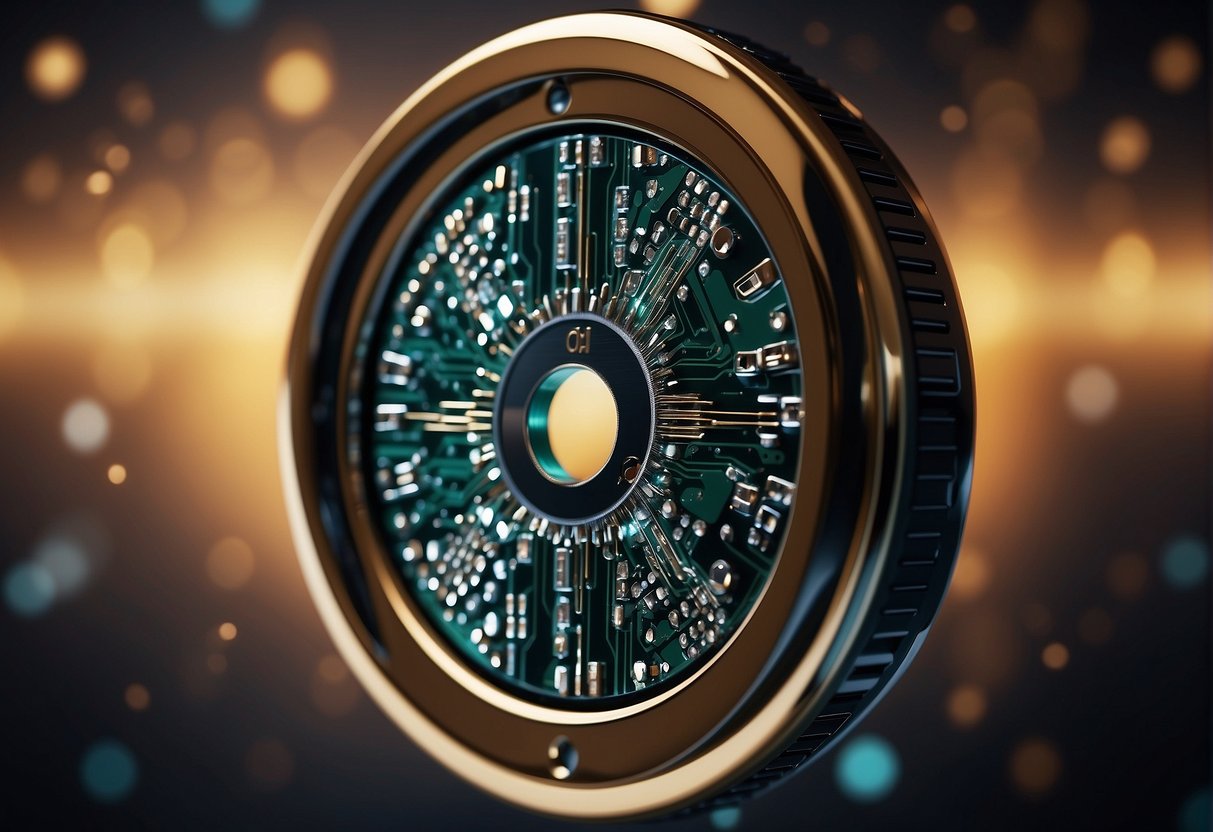 A digital lock symbolizes cybersecurity. A damaged corporate logo represents reputation. Data erasure impacts the logo, while the lock remains intact