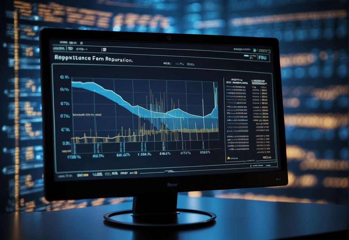 A computer screen displaying various data erasure methods, with a graph showing the impact on corporate reputation