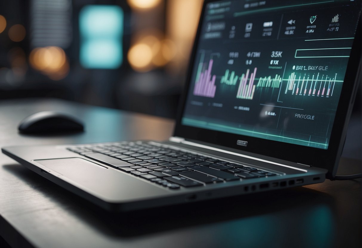 A computer screen displaying a progress bar as data is being erased. A recycle bin icon symbolizing data lifecycle management