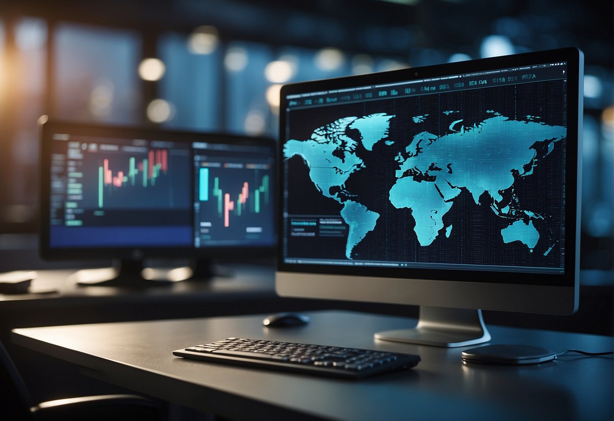 A computer screen displays a data erasure software interface, seamlessly integrating with other technological systems. The software enhances data lifecycle management, ensuring secure and complete data removal