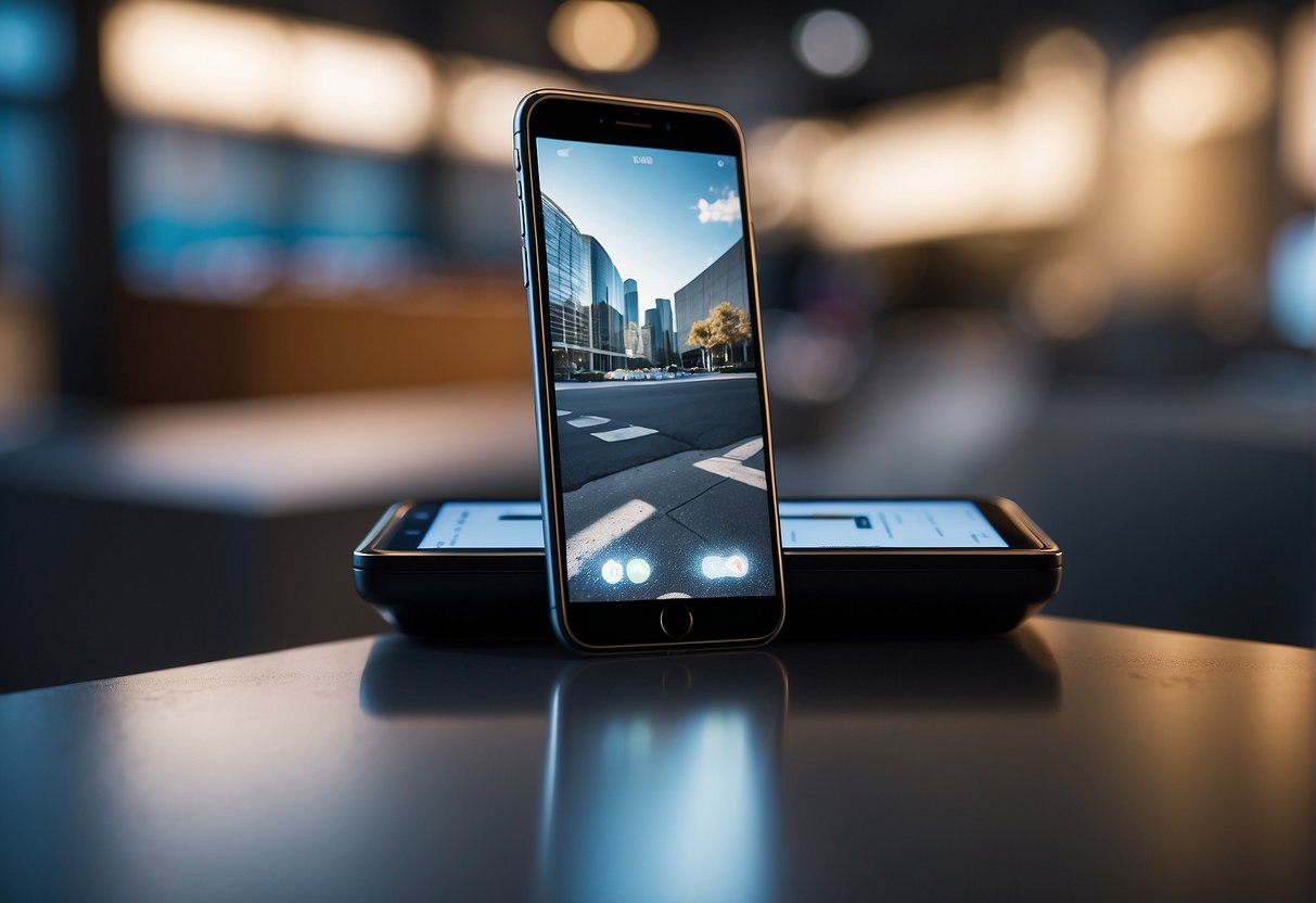 A mobile phone being remotely wiped clean by a security system, while a BYOD policy document is displayed in the background