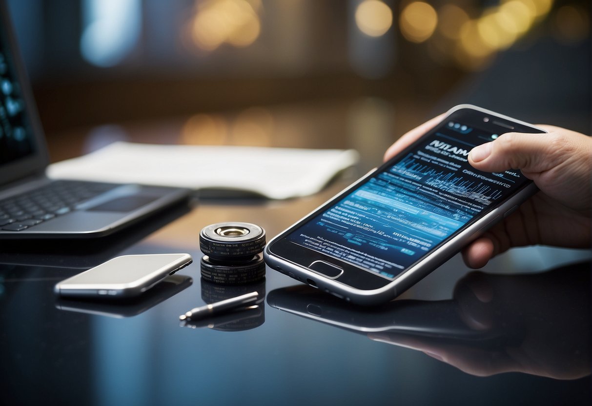 A mobile device being wiped clean with a data erasure tool, surrounded by BYOD policy documents and security frameworks