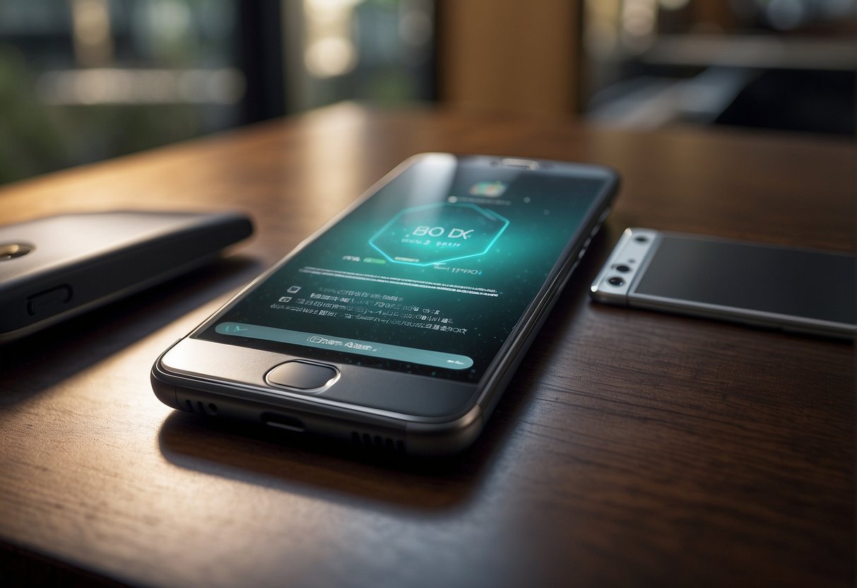 A mobile device being securely wiped clean, with a BYOD policy document in the background