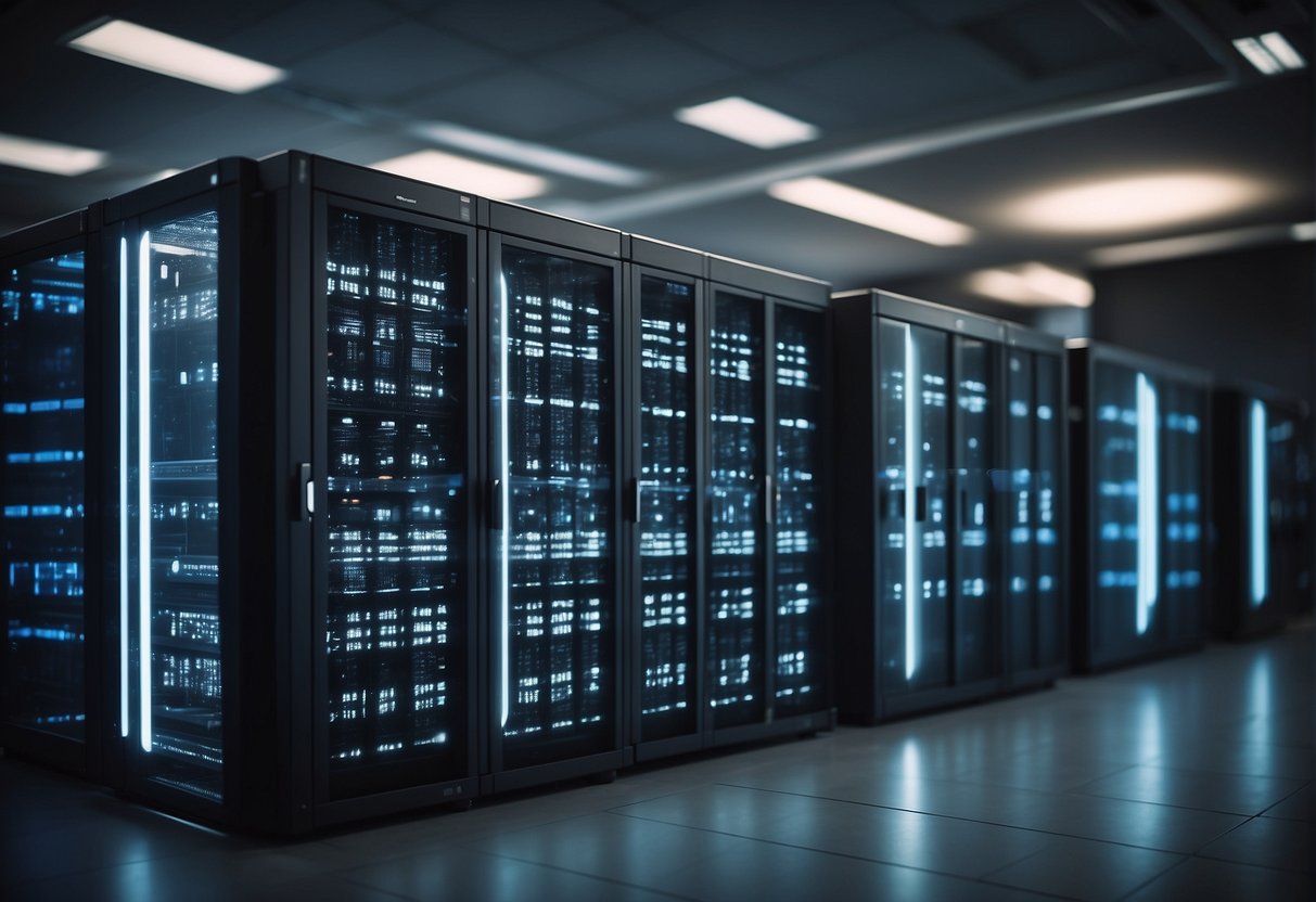 A data center with secure data erasure tools in action, ensuring complete removal of sensitive information for enhanced security