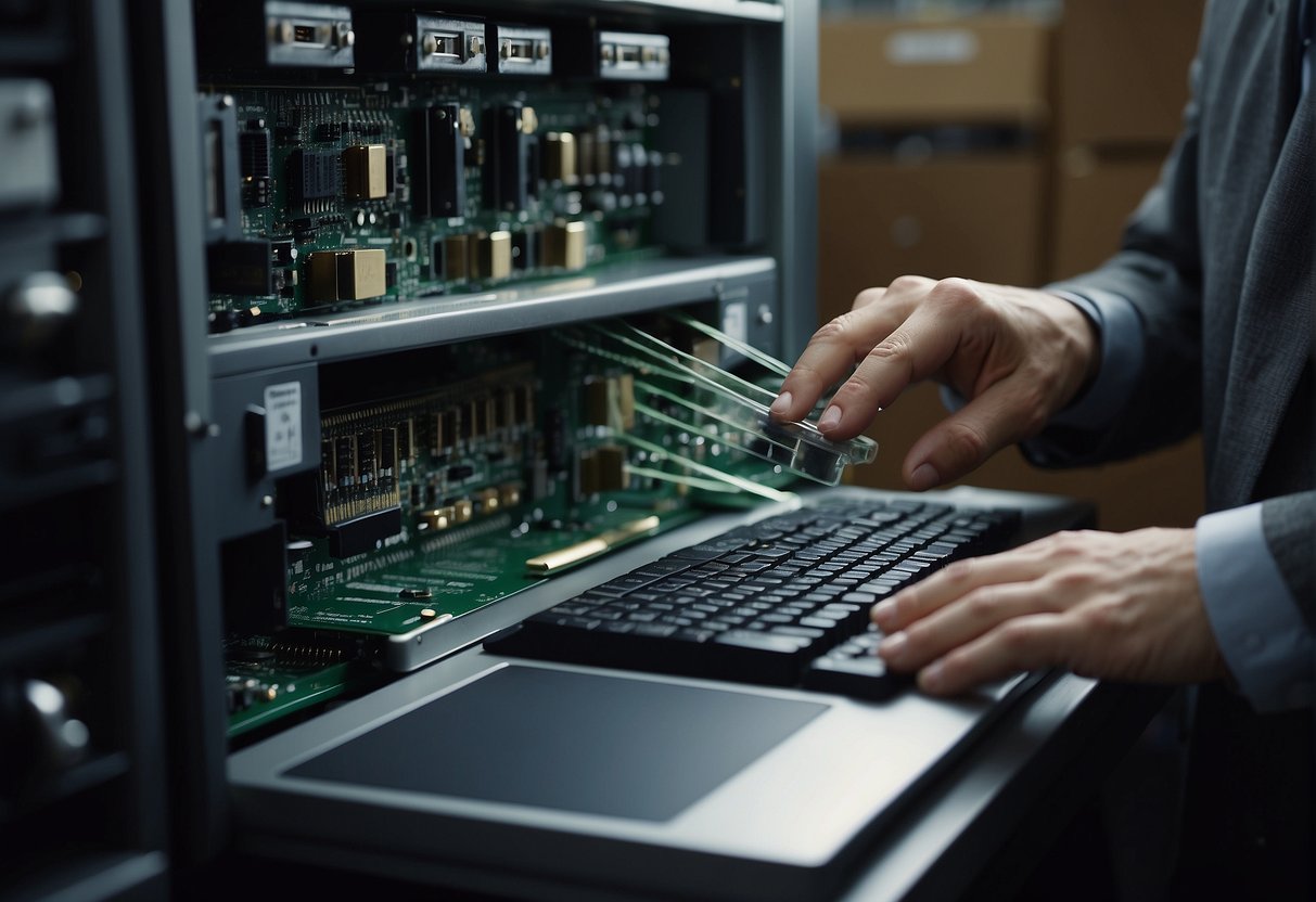 Old computer systems being wiped clean, files disappearing, and data being securely deleted