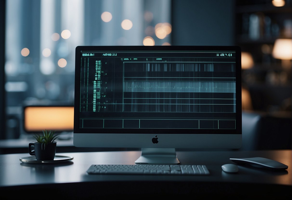 A computer screen displaying a legacy system being securely erased, with a progress bar indicating data deletion