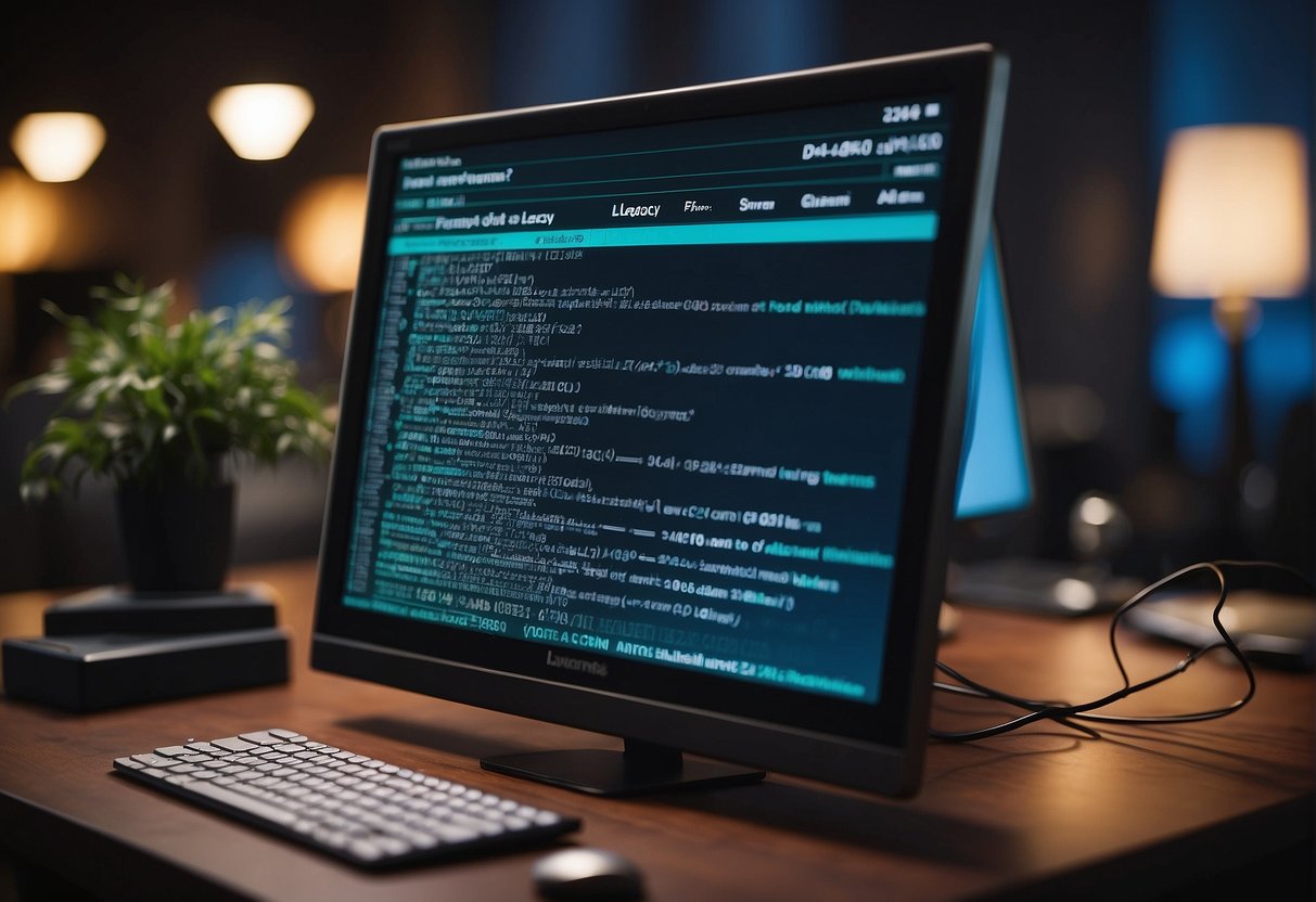 A computer screen displaying a list of frequently asked questions related to legacy systems, data erasure, and secure data deletion
