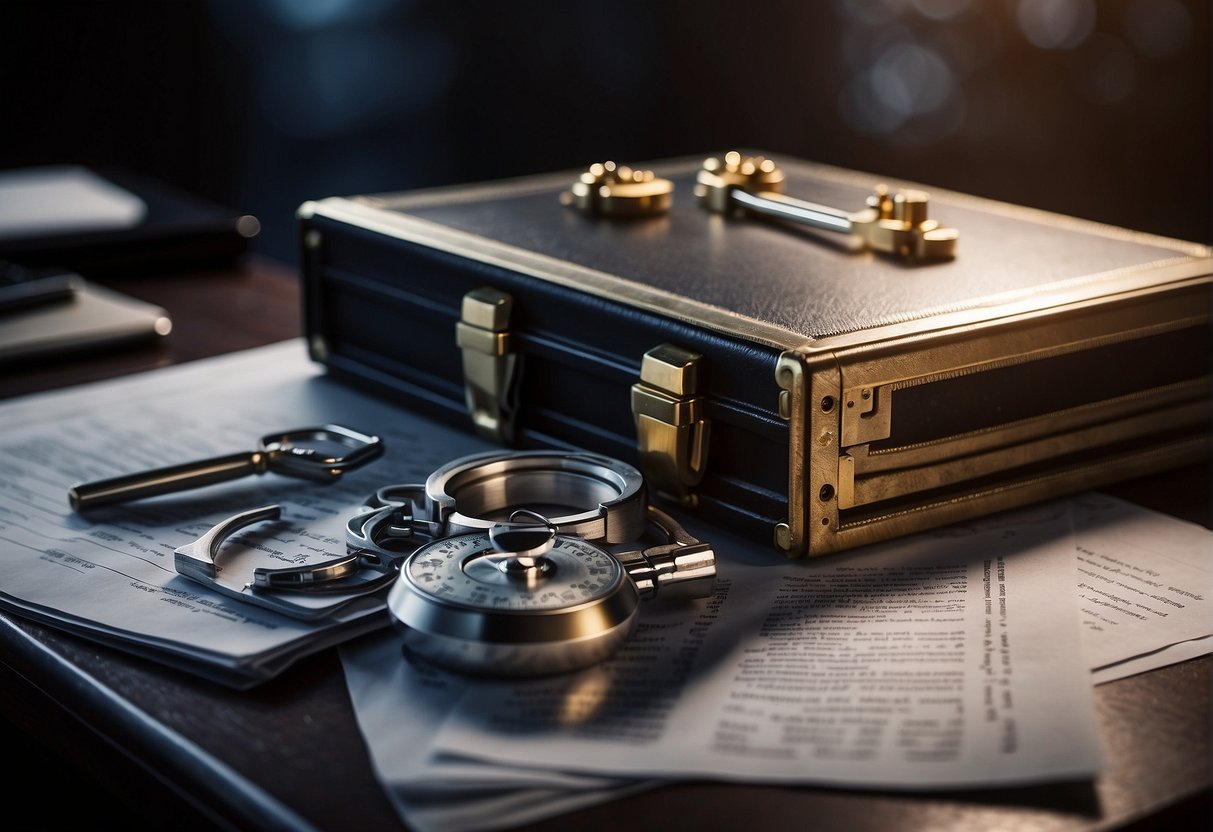 A secure vault with data erasure tools, surrounded by legal documents and regulatory guidelines, to prevent ransomware attacks