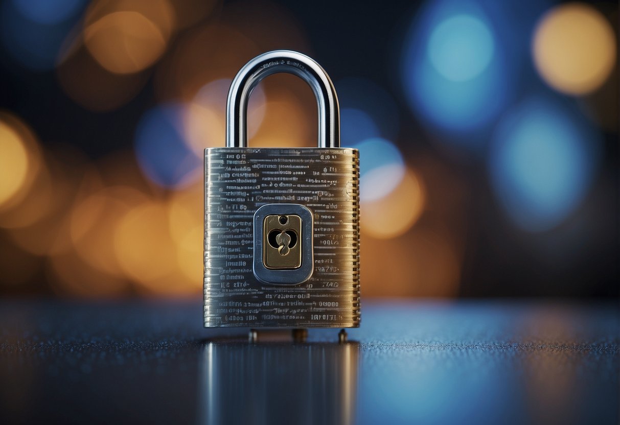 A locked padlock symbolizing IoT security, a digital eraser deleting data, and interconnected devices representing the Internet of Things