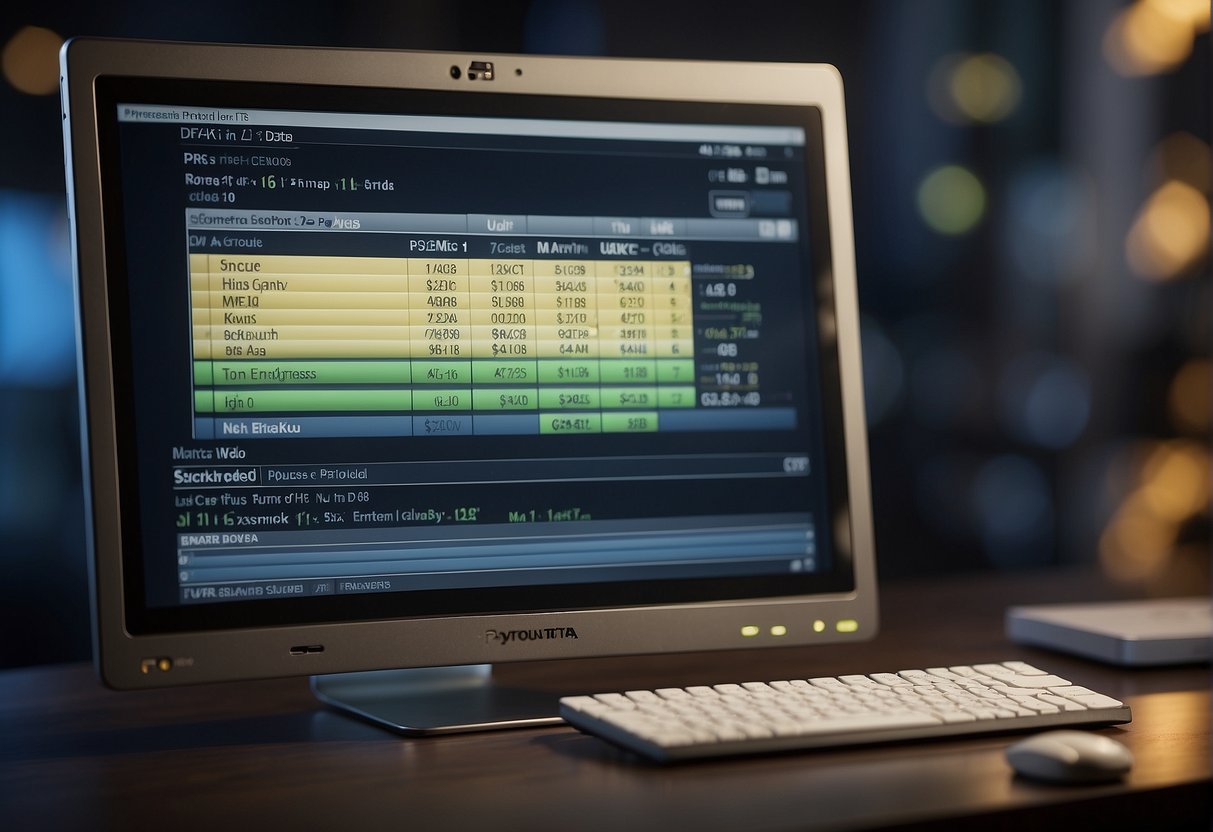 A computer screen displaying a progress bar for data erasure, while a backup drive and recovery software sit nearby