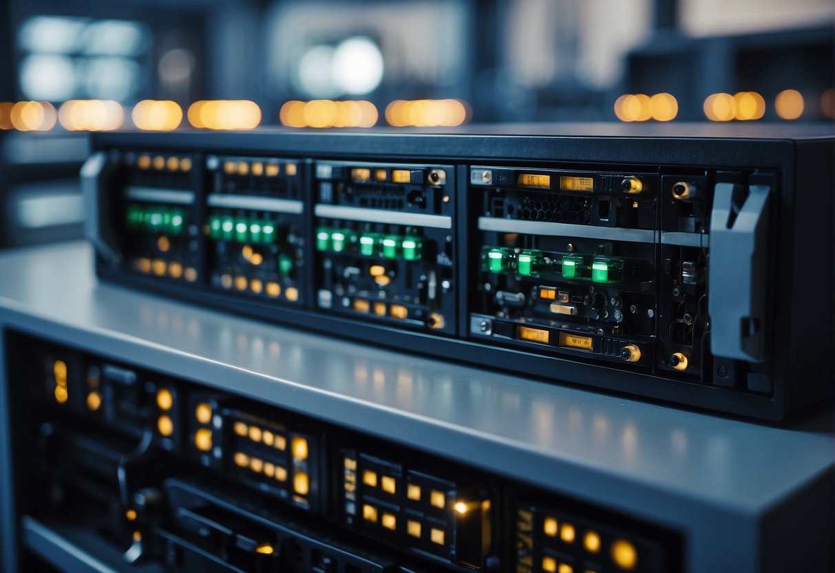 A server room with backup and recovery systems, data erasure tools, and advanced data security measures in place