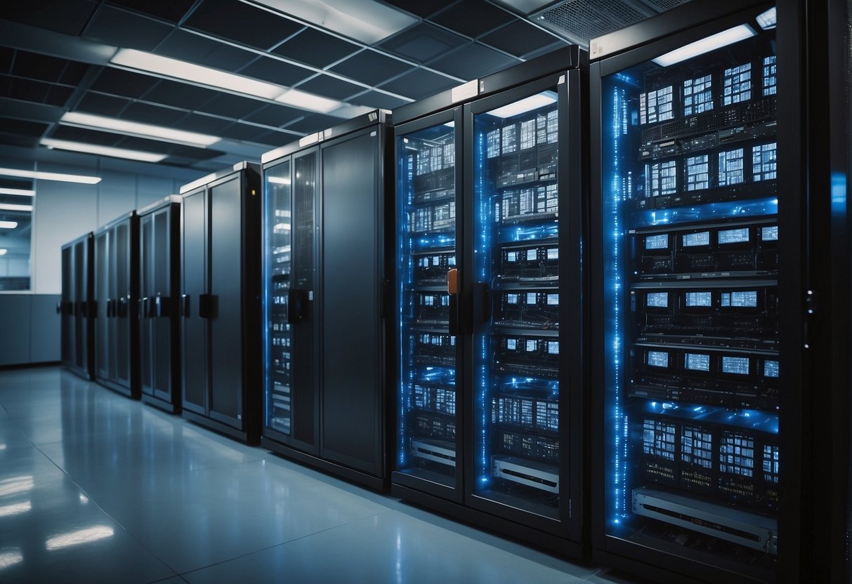 A secure data center with backup systems, data erasure tools, and physical security measures