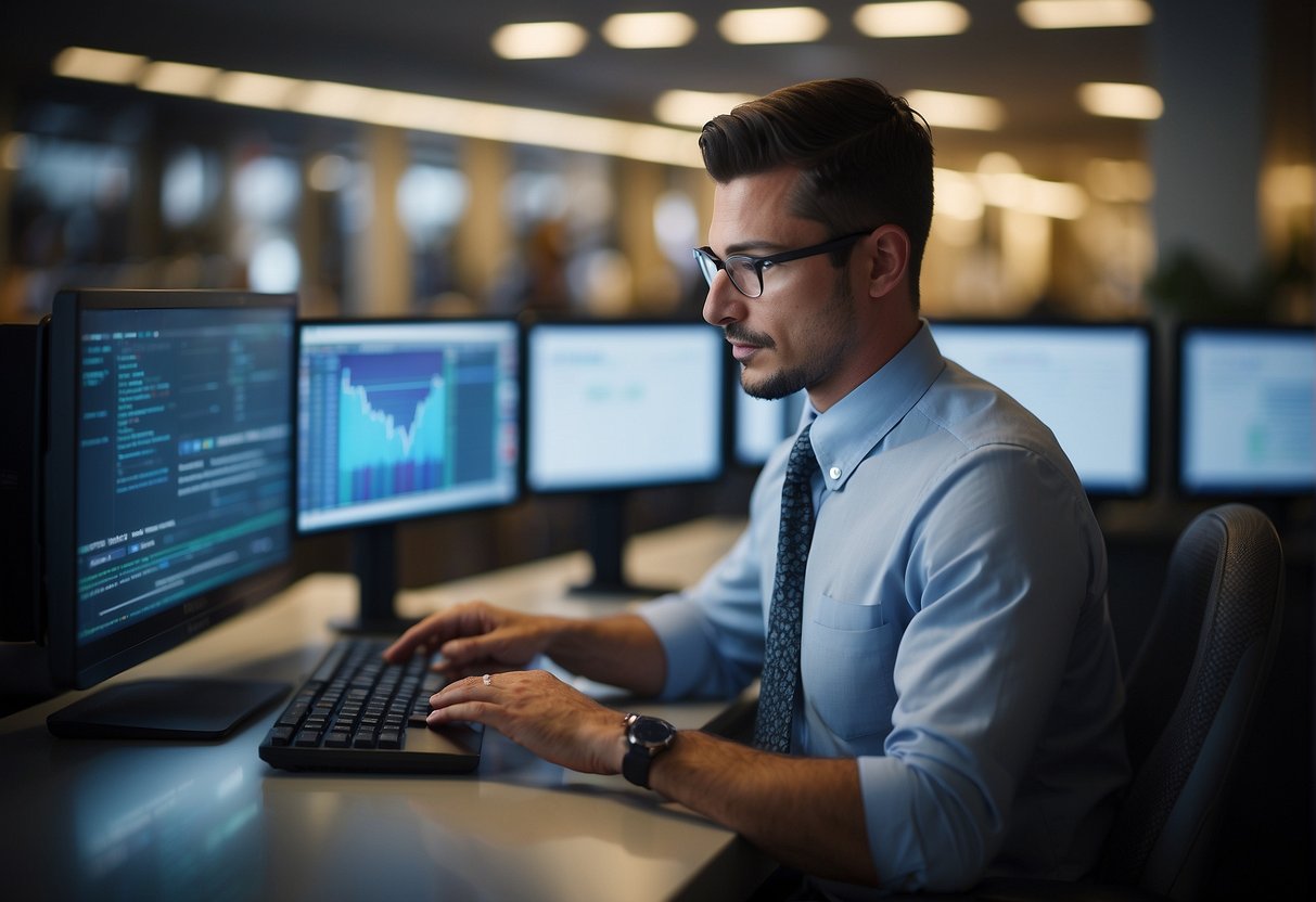 A retail store employee securely erases customer data from a computer using a data erasure software, ensuring protection of sensitive information