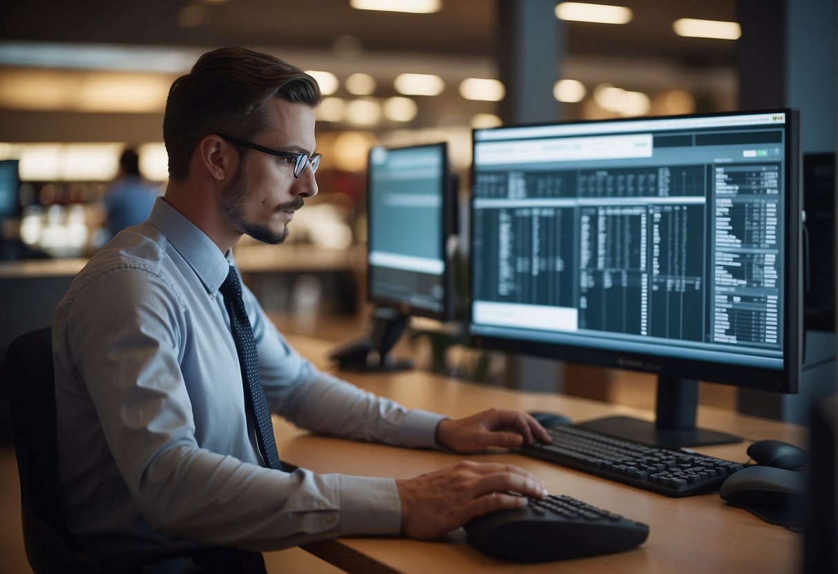 A retail store employee uses a secure data erasure system to delete customer information, ensuring privacy and building trust