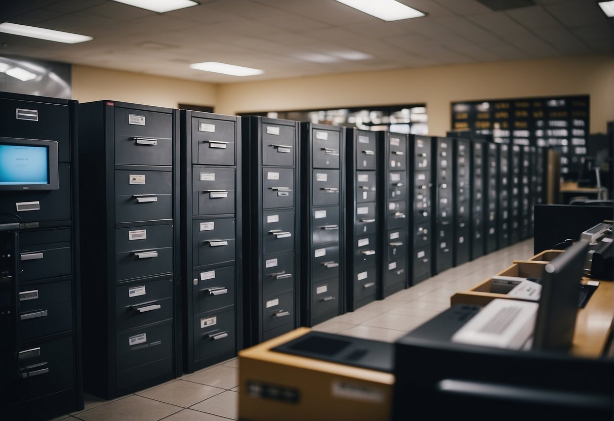 A retail store with locked filing cabinets, encrypted computers, and staff undergoing data security training