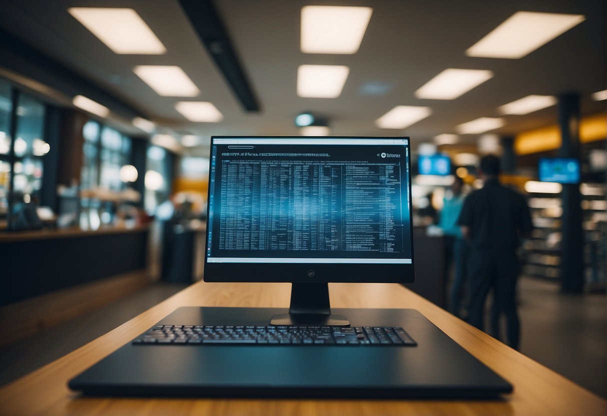 A retail store's digital system erasing customer data to ensure security and privacy in the digital age