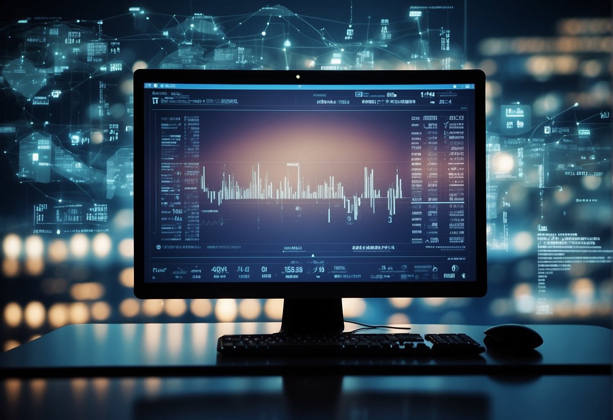 A computer screen displaying data erasure software in action, with digital transformation concepts and icons surrounding it