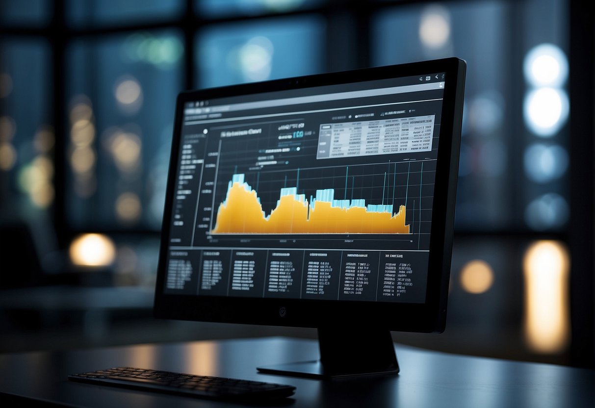 A computer screen displaying data erasure software in action, with graphs and charts showing the impact on digital transformation strategies