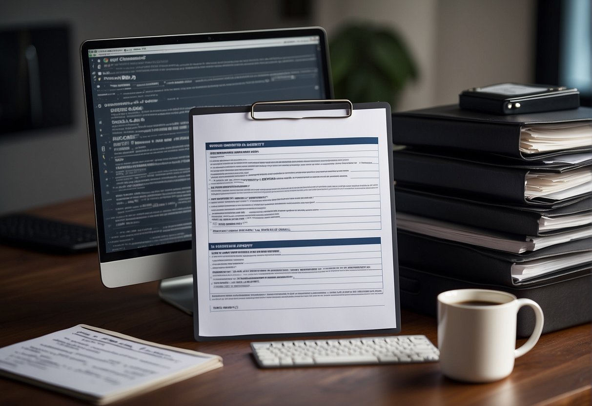 A computer screen displaying a data erasure policy document, with a shredder icon in the corner and a checklist of steps for implementation