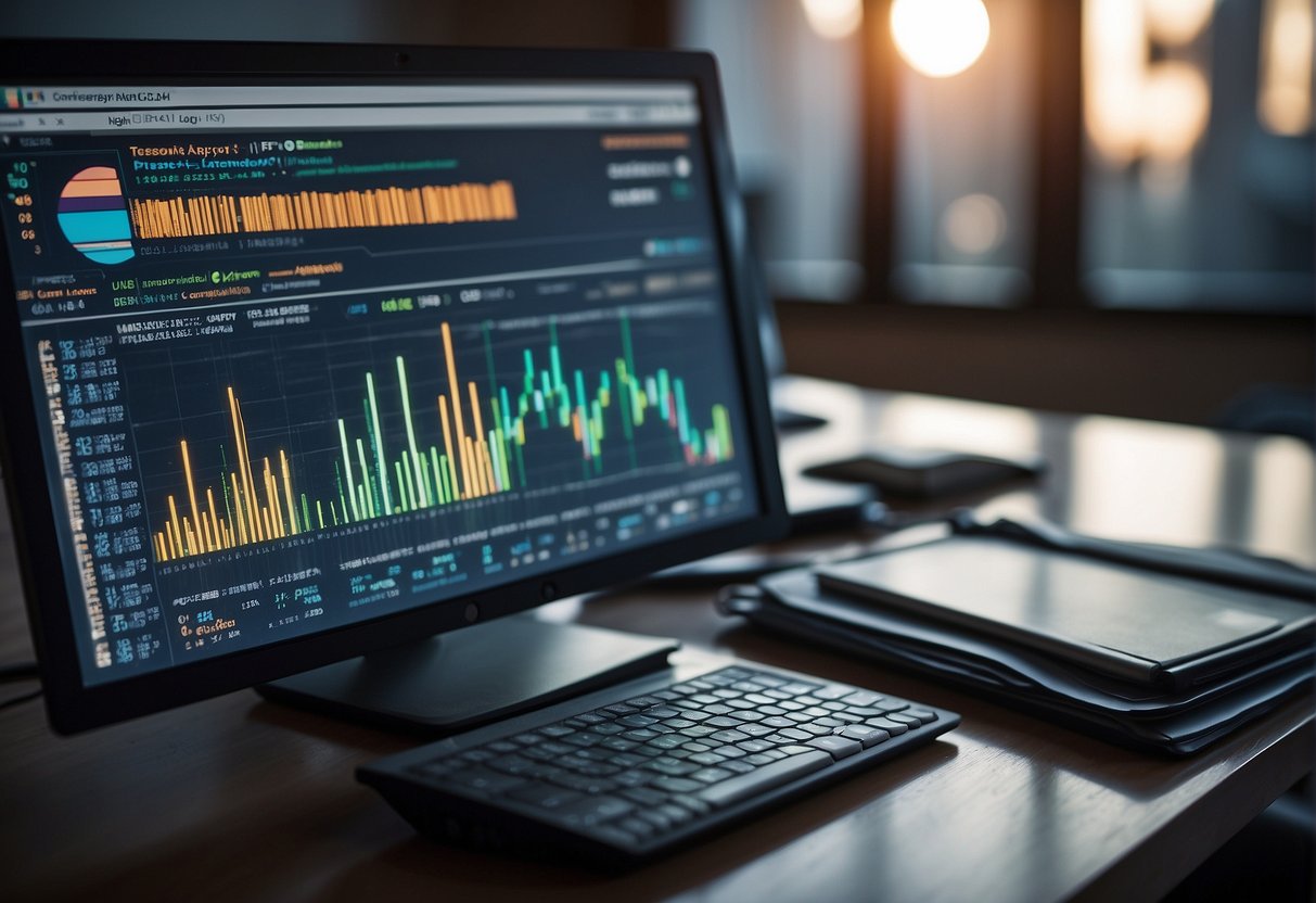 A computer screen displays data erasure software in action, while a regulatory audit report sits next to it. The software's interface shows detailed logs of erased data, demonstrating its compliance with regulatory requirements