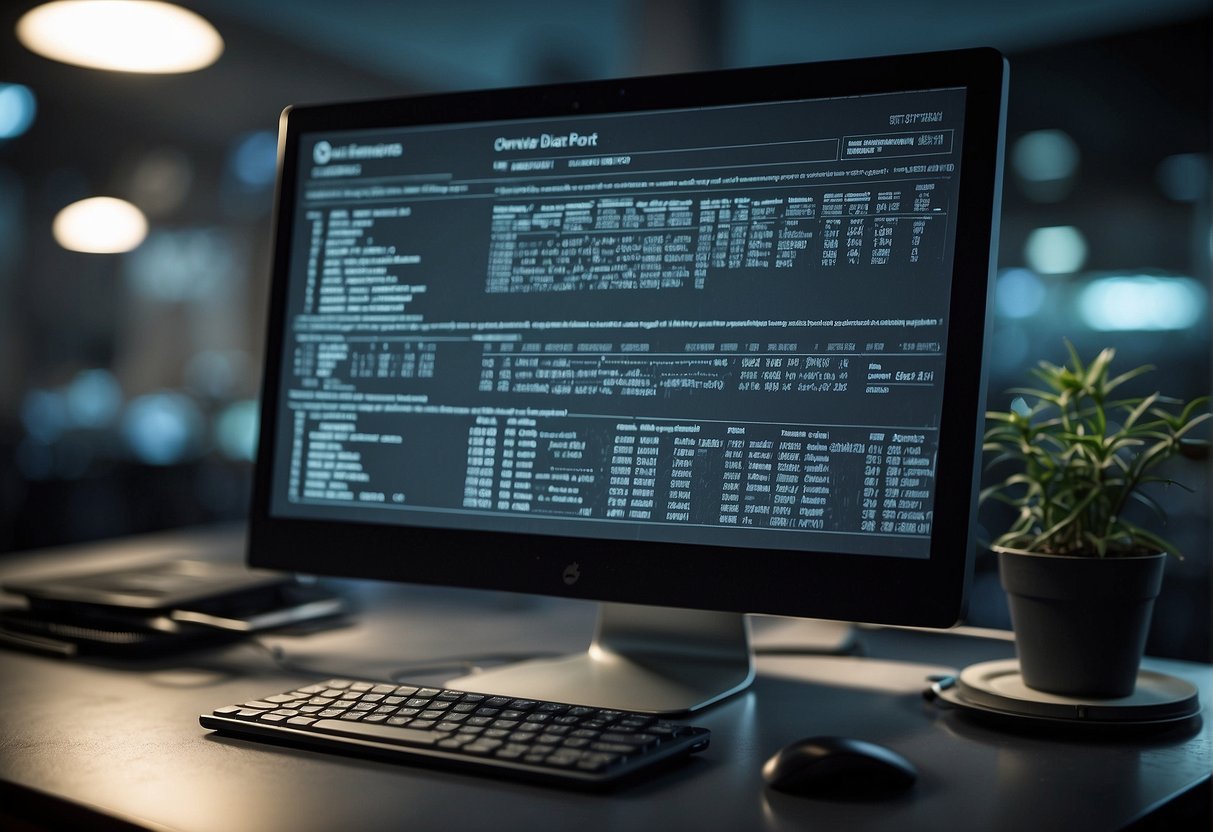 A computer screen displays data erasure software in action, with a checklist of regulatory requirements and audit readiness reports