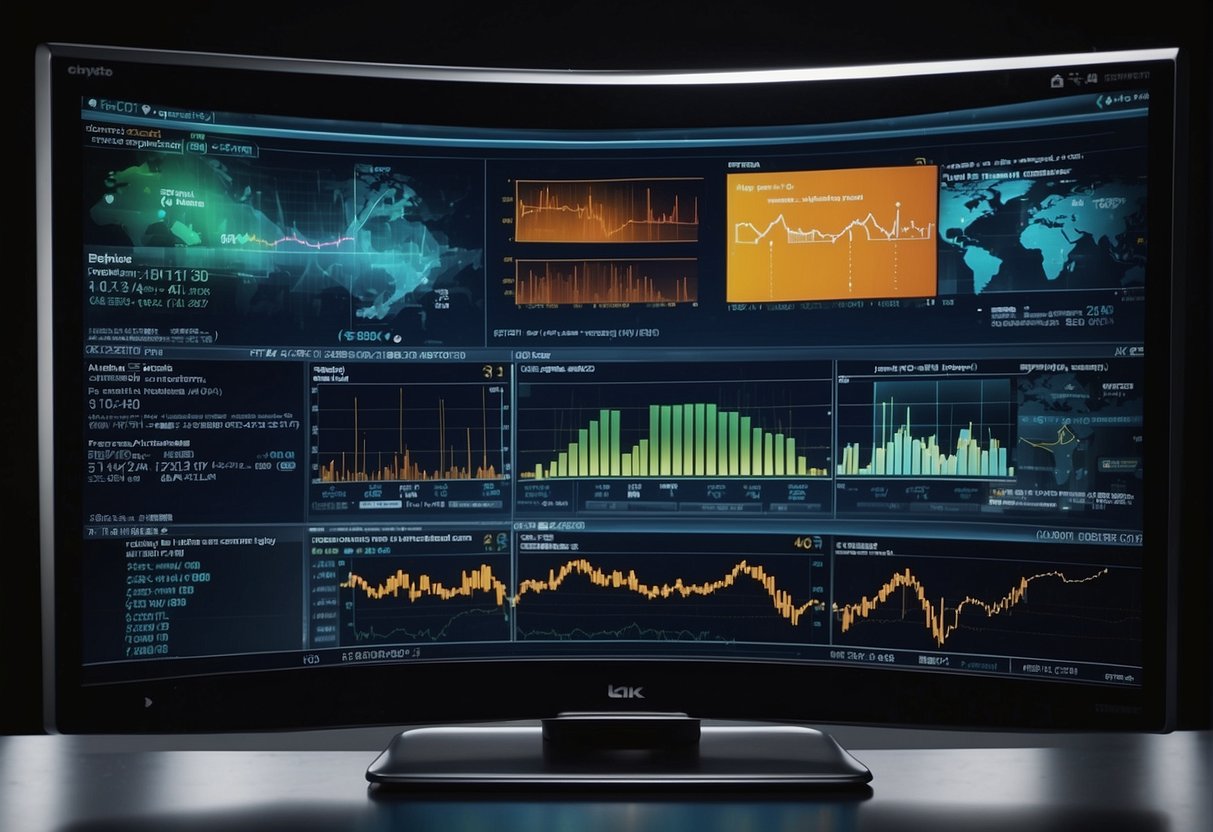 A computer screen displays various data storage methods. A software erases data, while regulatory documents are shown nearby