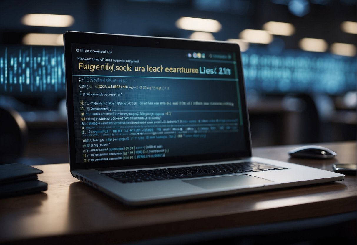 A computer screen displaying a list of "Frequently Asked Questions: How Data Erasure Can Prevent Data Leaks" with a lock icon in the background