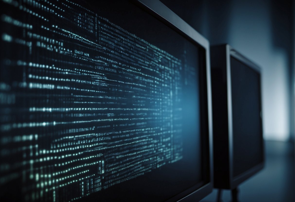 A computer screen displaying lines of secure code being erased, with a lock symbol indicating secure software development lifecycles