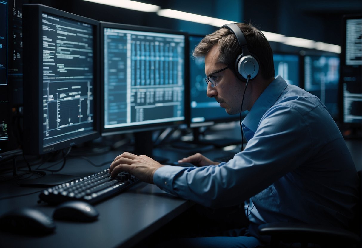 A technician updates software on a computer while performing data erasure to support secure development lifecycles