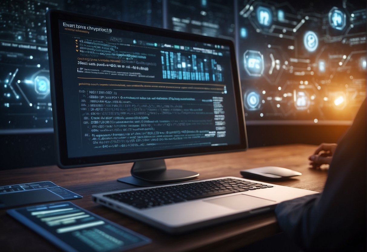 A computer screen displaying a list of frequently asked questions about data erasure, surrounded by icons representing different stages of the software development lifecycle