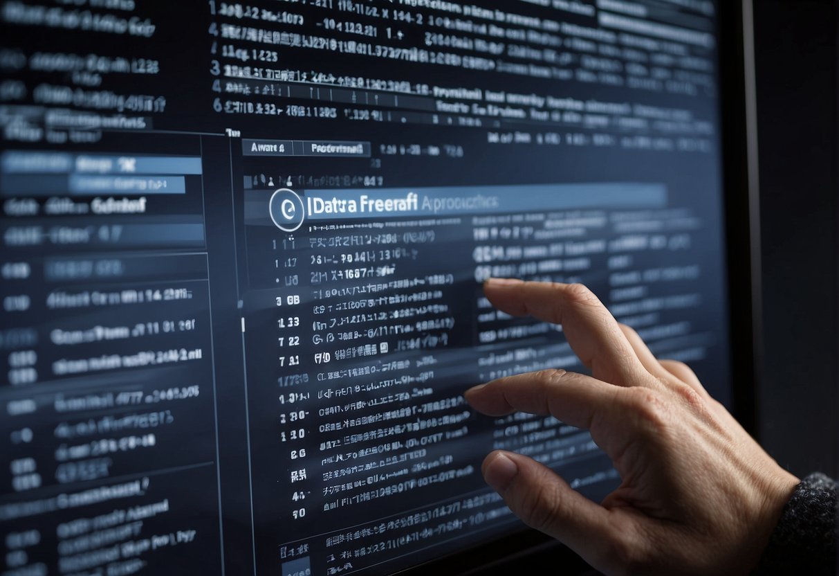 A computer screen displaying a list of frequently asked questions about data erasure, with a person's hand clicking on one of the questions to expand the answer