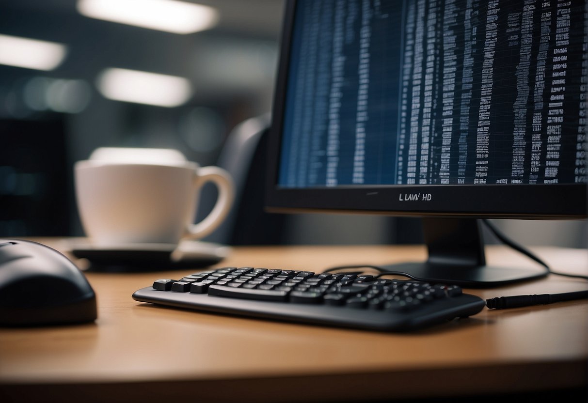 A law firm's computer system being wiped clean of data, with a focus on protecting client confidentiality