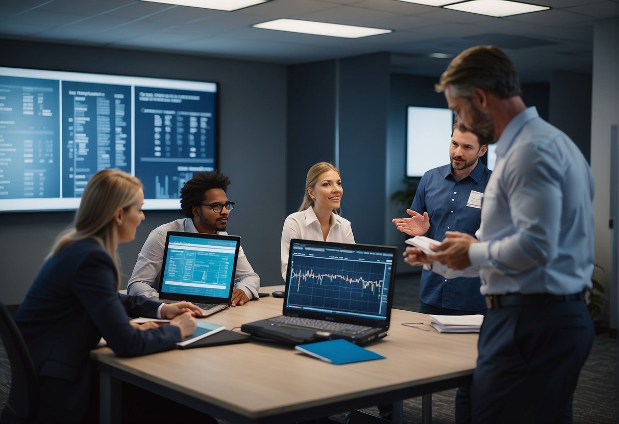 Employees receiving training on data erasure, with visual aids and interactive exercises. Emphasis on prevention strategies and best practices