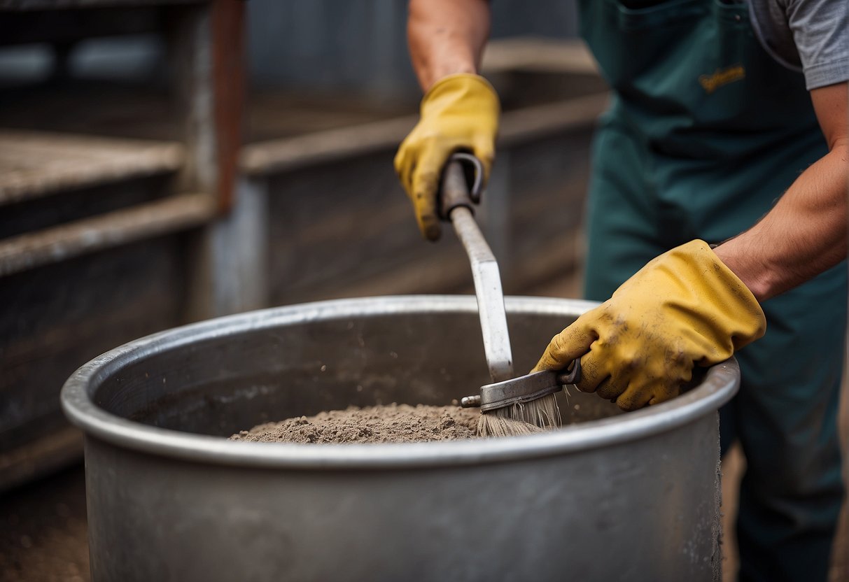 A person is wiping down a steel planter, removing dirt and polishing the surface to keep it looking clean and well-maintained