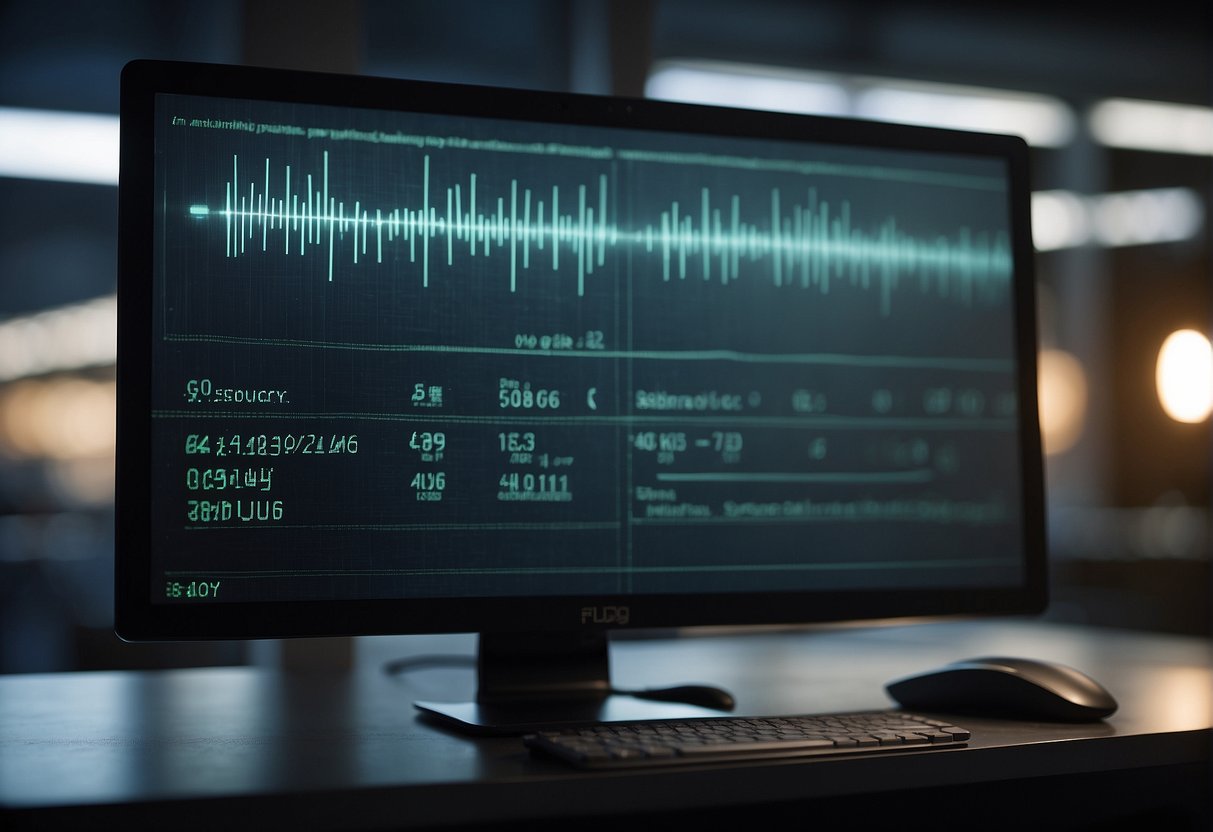 A computer screen displaying a progress bar erasing data, with a lock symbol representing security. A chart showing increased efficiency and reduced risk for a company