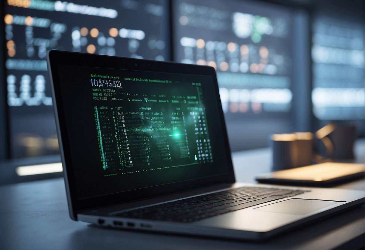 A computer screen displaying an electronic health record being securely erased, with a lock icon and a progress bar indicating the data erasure process
