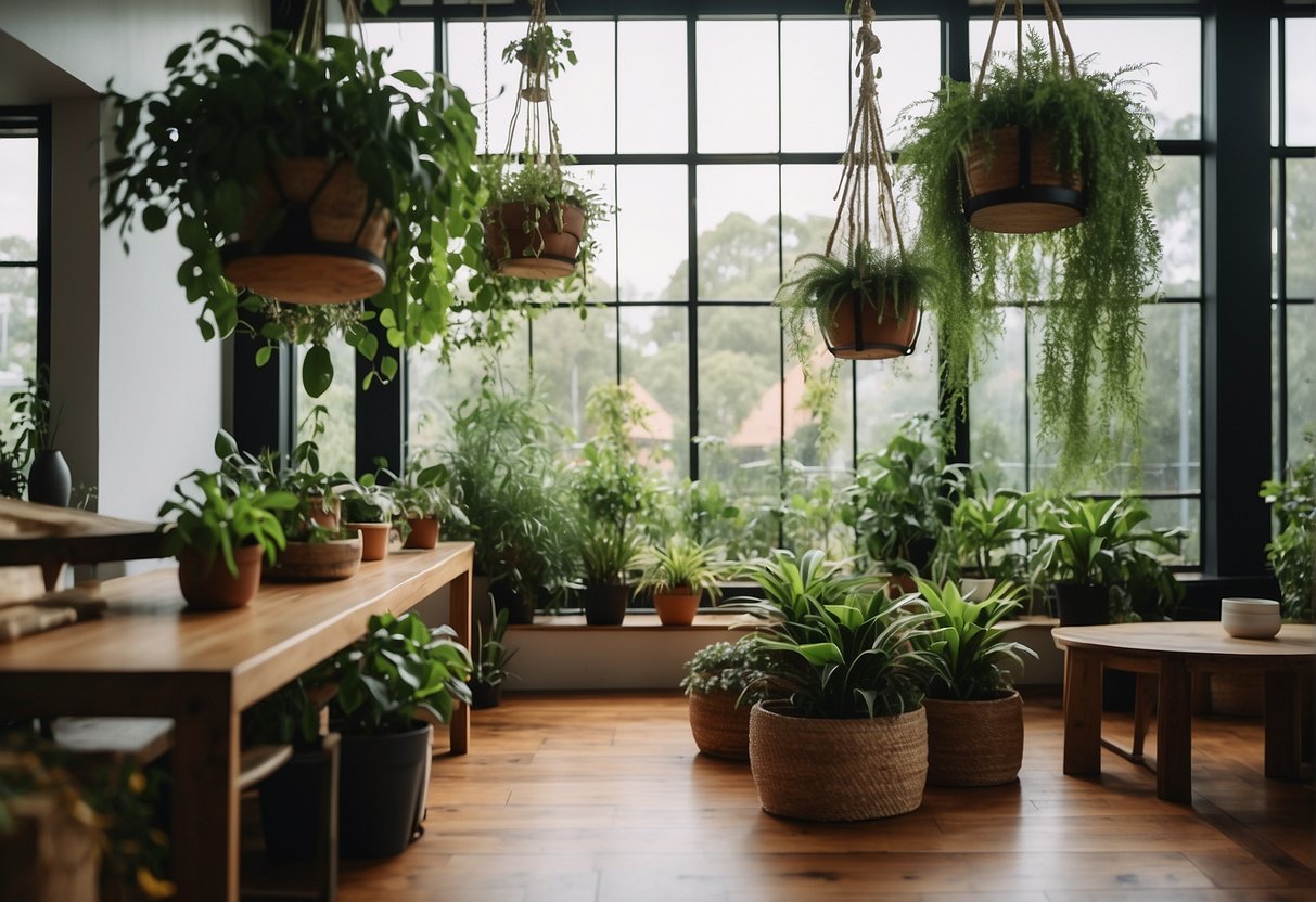 Lush green indoor hanging planters in an Australian home, bathed in natural light