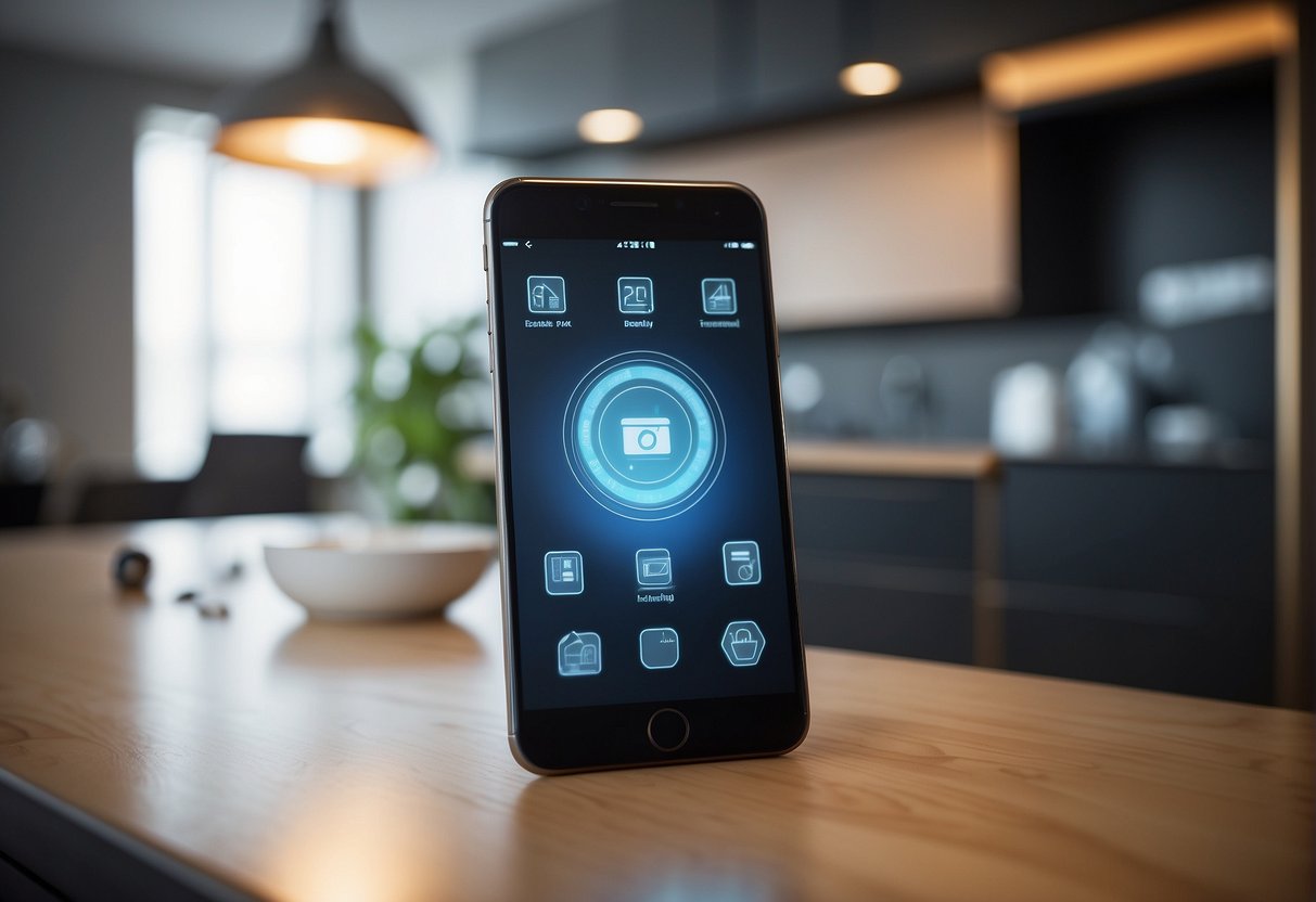 Smart home devices being securely erased, surrounded by a protective shield, symbolizing consumer privacy and security in the digital landscape