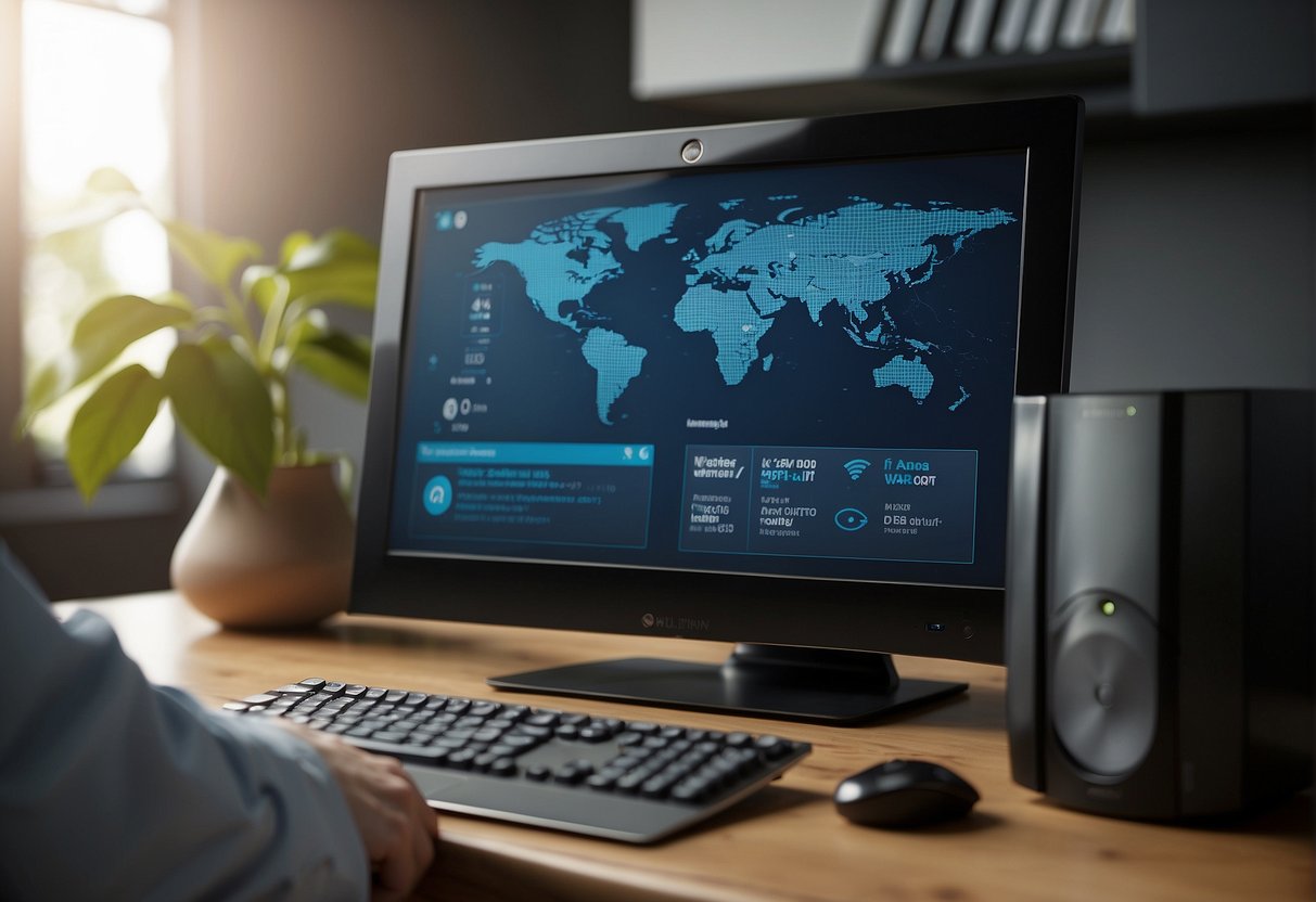 Smart home devices being wiped clean. A computer screen shows "Frequently Asked Questions Data Erasure" while a hand holds a device ready for deletion