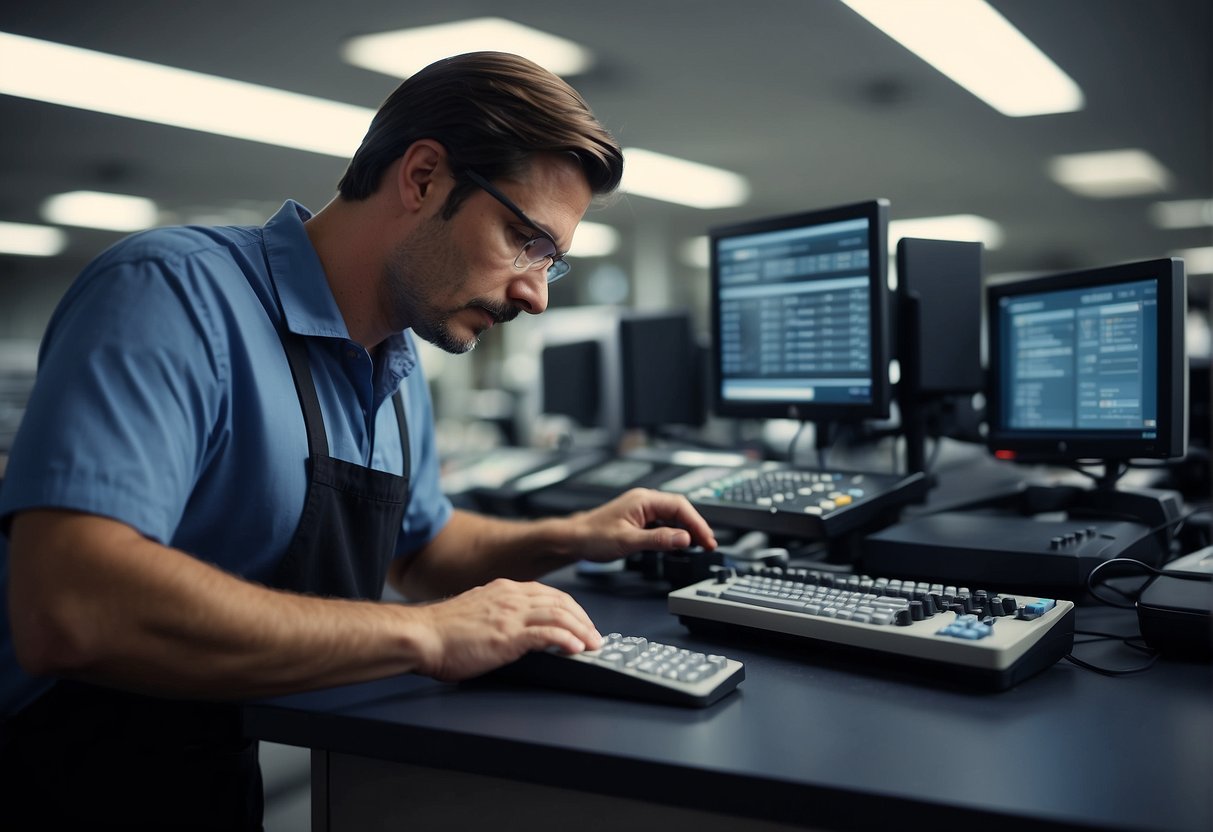 A technician erases data from a POS system, while monitoring and reporting the process for continuous improvement