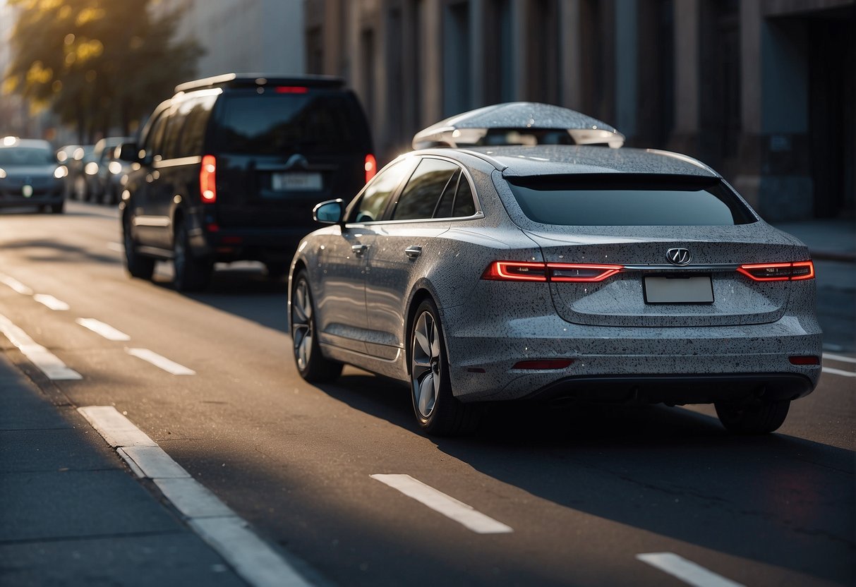 An autonomous vehicle's data being erased, with a focus on privacy measures