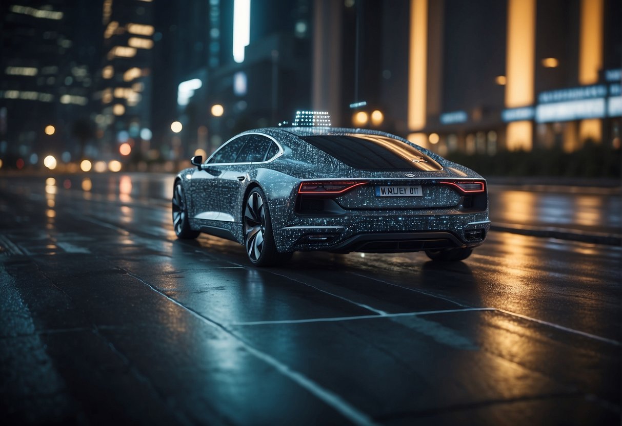 An autonomous vehicle's data being erased by a secure system, ensuring driver privacy